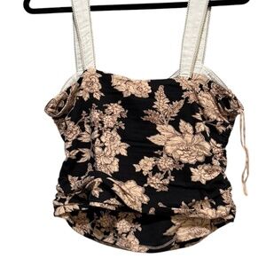 Free People 2 Tone Tea Combo Floral Crop Top